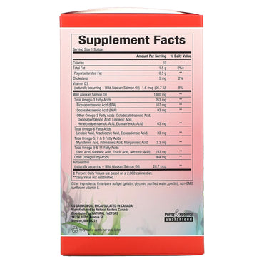 Natural Factors, 100% Wild Alaskan Salmon Oil, 1300 mg, 180 Softgels UPC 068958022666 | Hilife Vitamins