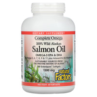 Natural Factors, 100% Wild Alaskan Salmon Oil, 1300 mg, 180 Softgels UPC 068958022666 | Hilife Vitamins