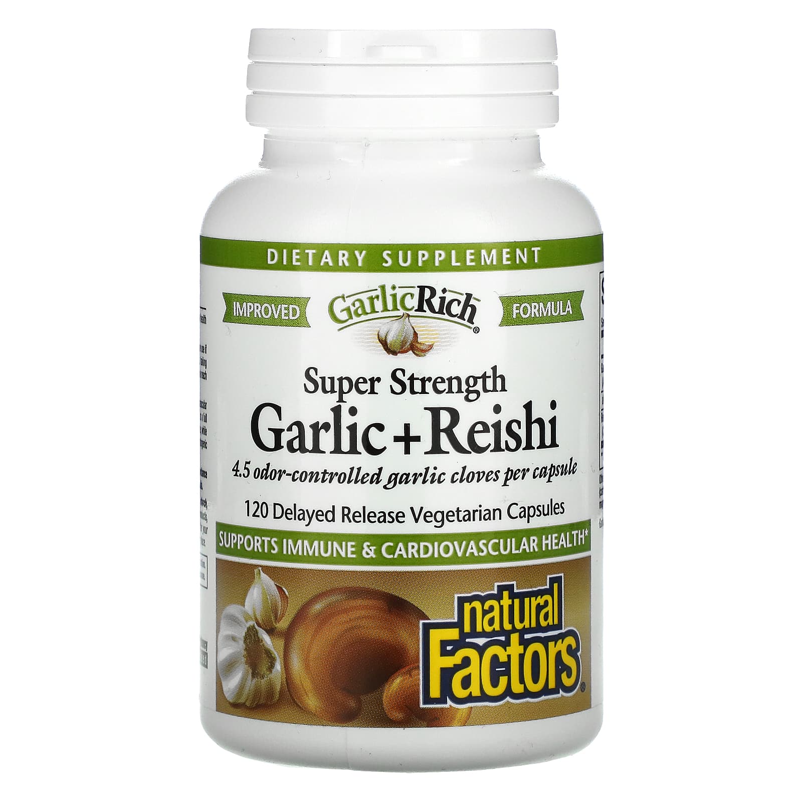 Natural Factors, GarlicRich Garlic + Reishi Super Strength Delayed Release, 120 Delayed Release Capsules UPC 068958023342