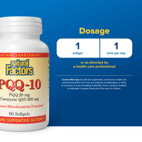 Natural Factors, PQQ-10, PQQ 20 mg, CoQ10 200 mg, 60 Softgels UPC 068958026190 | Hilife Vitamins