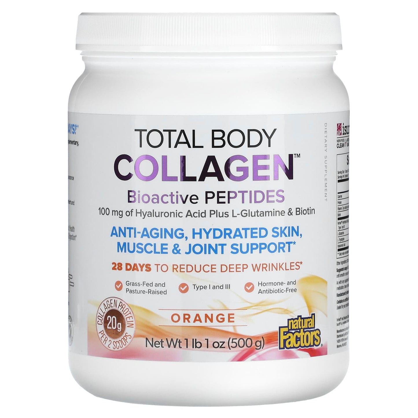Natural Factors, Total Body Collagen™, Bioactive Peptides, Orange, 500 Grams UPC 068958026312 | Hilife Vitamins