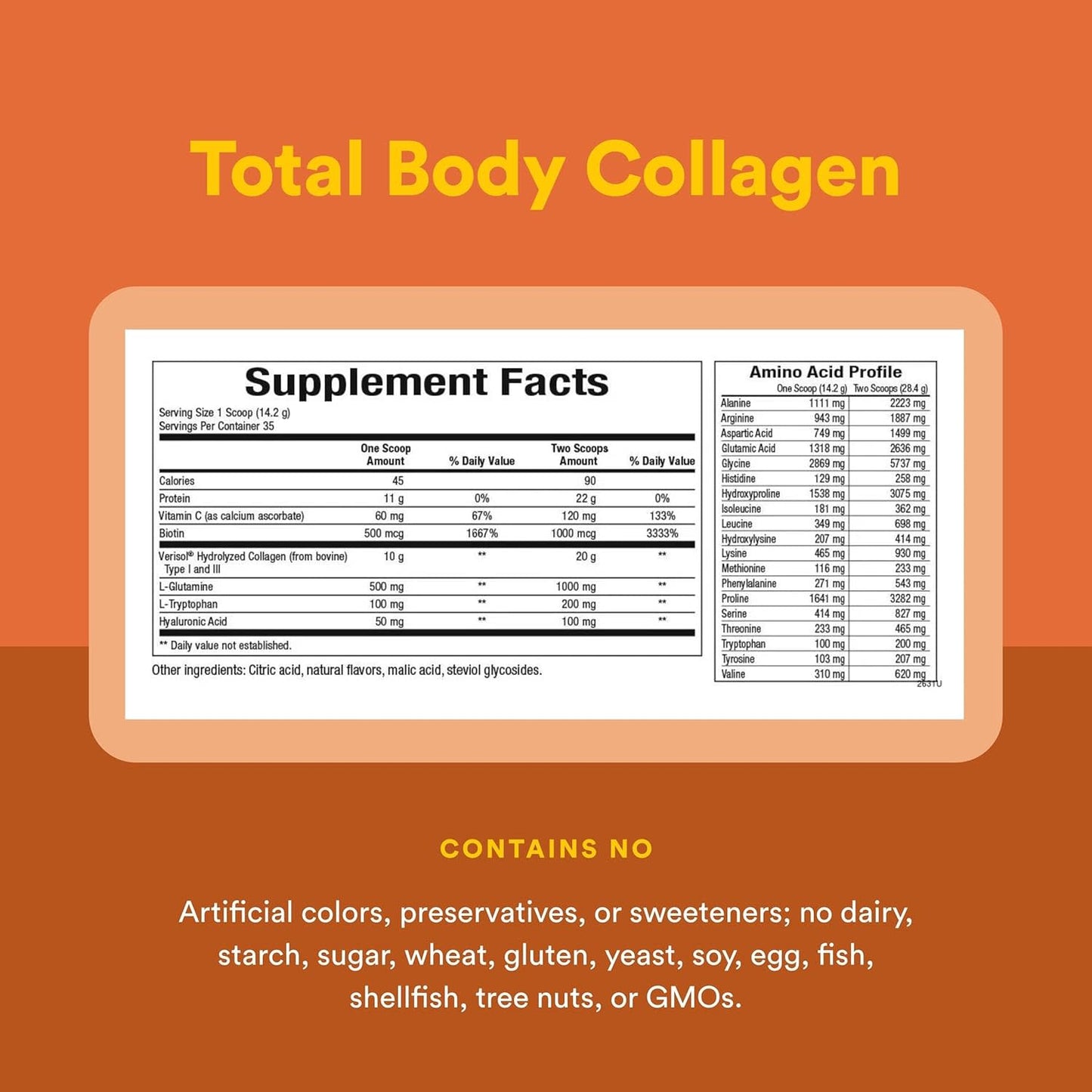 Natural Factors, Total Body Collagen™, Bioactive Peptides, Orange, 500 Grams UPC 068958026312 | Hilife Vitamins