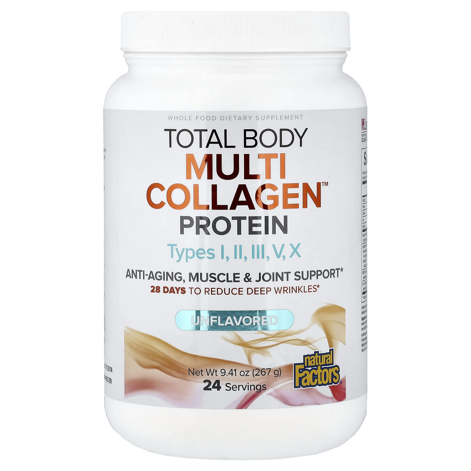 Natural Factors, Total Body Multi Collagen™️ Protein Unflavored, 9.41 oz, 24 Servings UPC 068958026459 | Hilife Vitamins