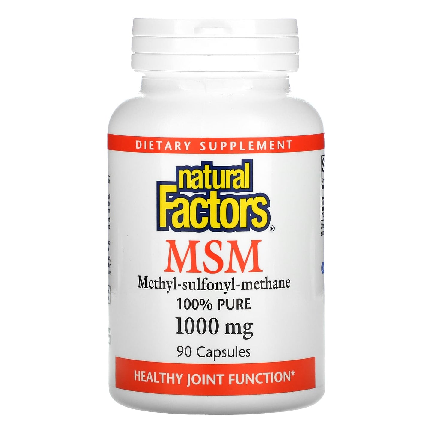 Natural Factors, MSM, 1,000 mg, 90 Capsules UPC 068958026527 | Hilife Vitamins