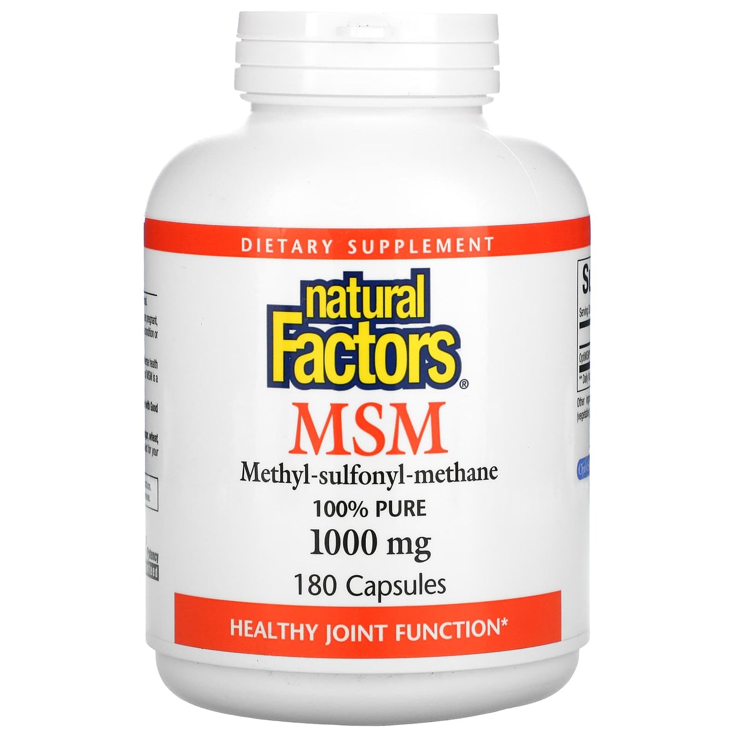 Natural Factors, MSM, Methyl-Sulfonyl-Methane, 1,000 mg, 180 Capsules UPC 068958026534 | Hilife Vitamins