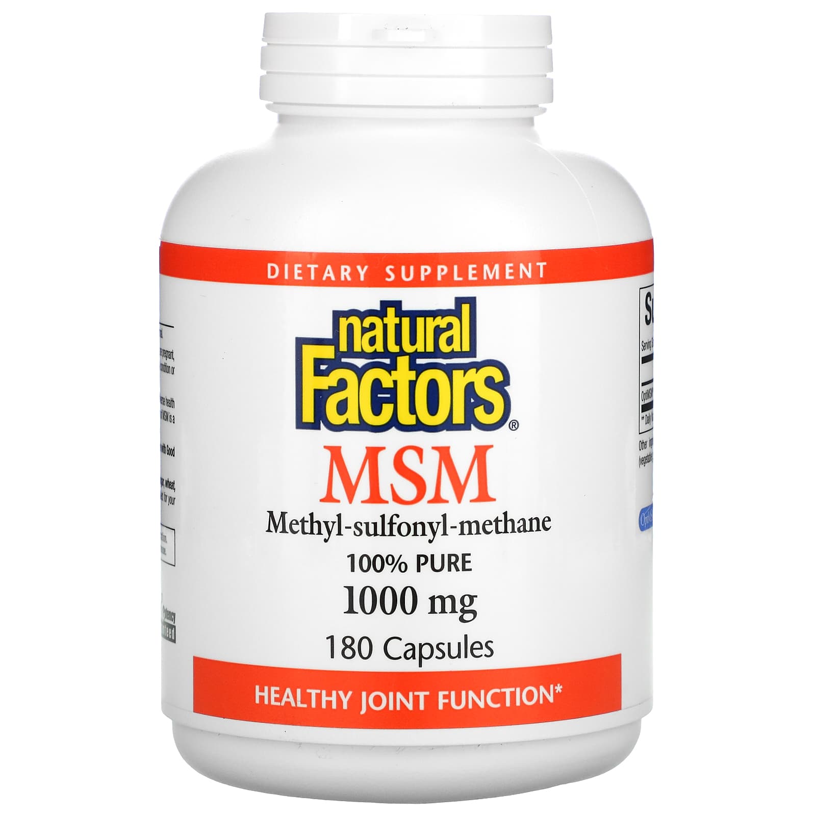 Natural Factors, MSM, Methyl-Sulfonyl-Methane, 1,000 mg, 180 Capsules UPC 068958026534 | Hilife Vitamins