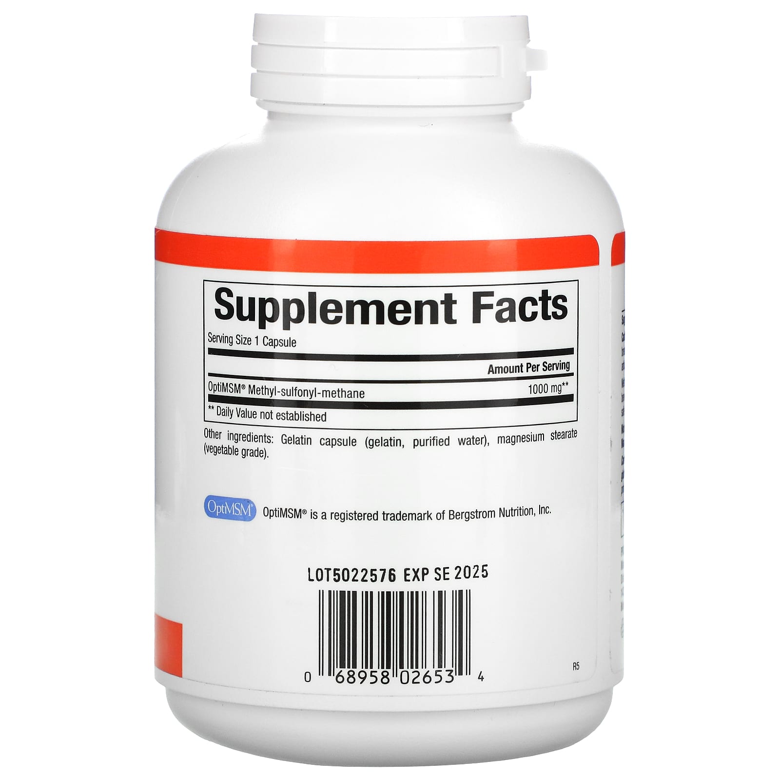 Natural Factors, MSM, Methyl-Sulfonyl-Methane, 1,000 mg, 180 Capsules UPC 068958026534 | Hilife Vitamins