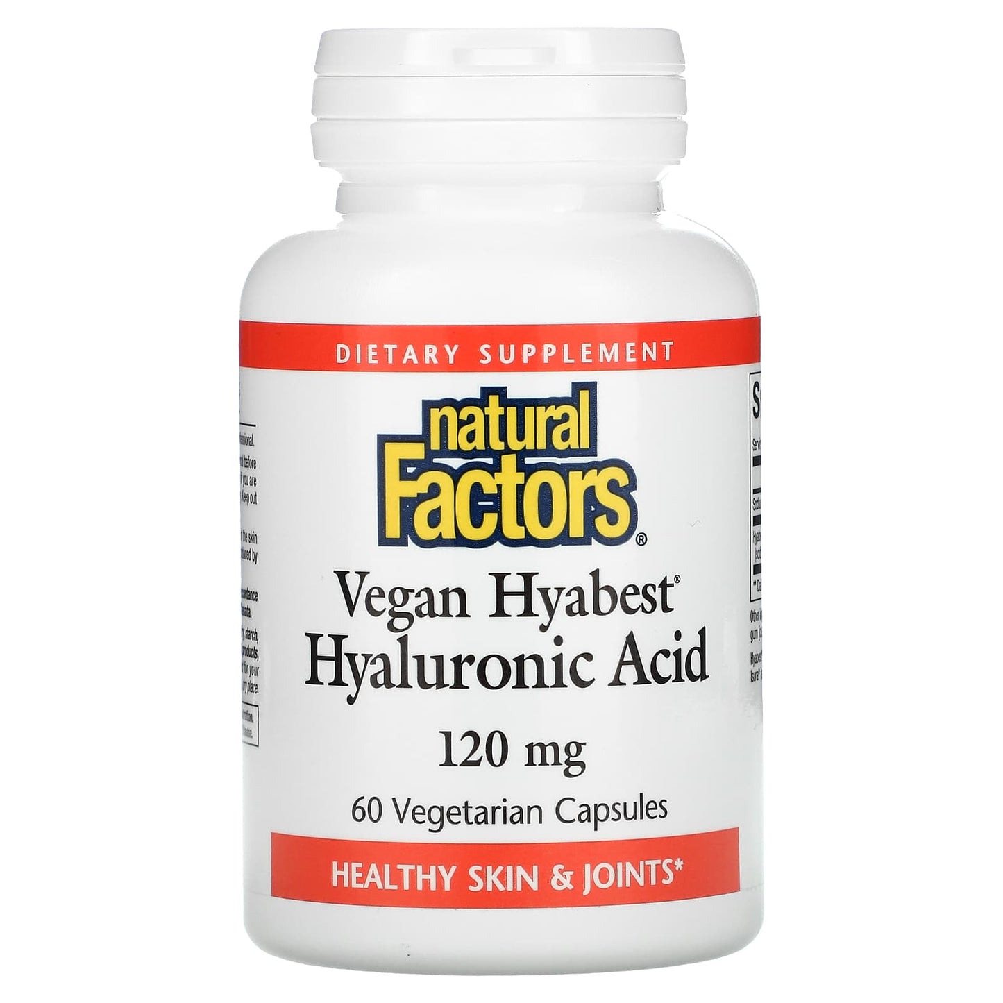 Natural Factors, Vegan Hyabest Hyaluronic Acid, 120 mg, 60 Capsules UPC 068958026800 | Hilife Vitamins