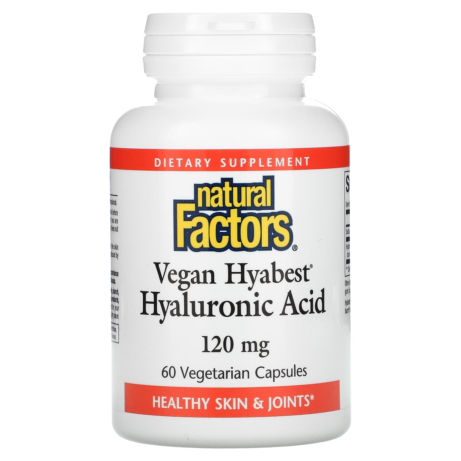 Natural Factors, Vegan Hyabest Hyaluronic Acid, 120 mg, 60 Capsules UPC 068958026800 | Hilife Vitamins