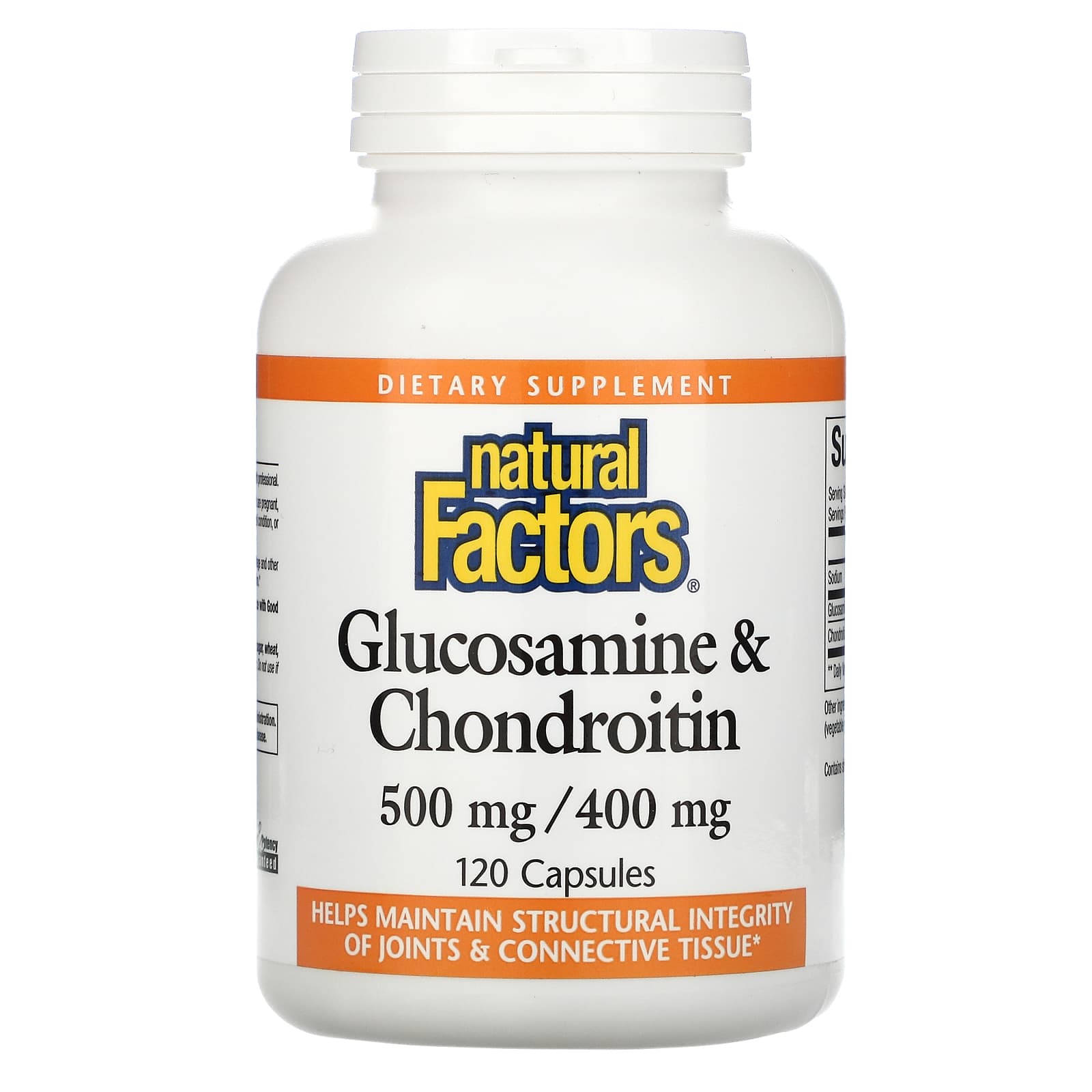 Natural Factors, Glucosamine & Chondroitin, 500 mg/400 mg, 120 Capsules UPC 068958026879 | Hilife Vitamins