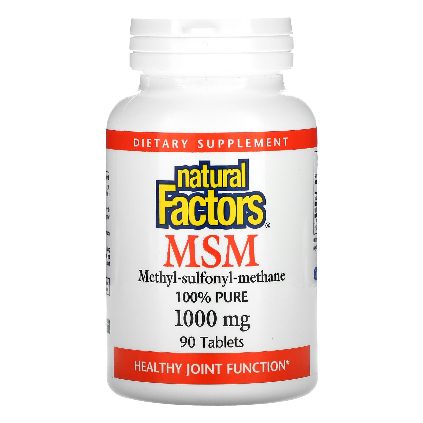 Natural Factors, MSM, 1,000 mg, 90 Tablets UPC 068958026909 | Hilife Vitamins
