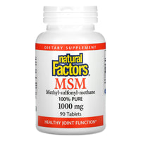 Natural Factors, MSM, 1,000 mg, 90 Tablets UPC 068958026909 | Hilife Vitamins