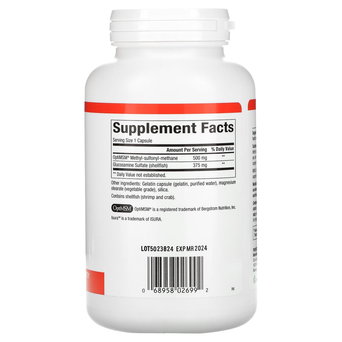 Natural Factors, MSM & Glucosamine Sulfate, 180 Capsules UPC 068958026992 | Hilife Vitamins