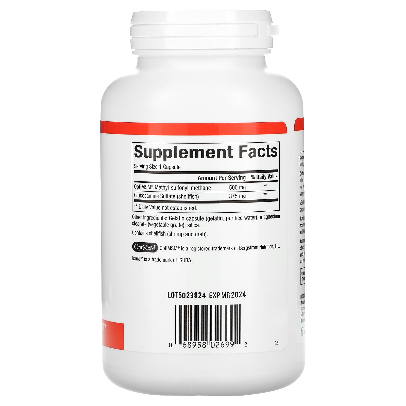 Natural Factors, MSM & Glucosamine Sulfate, 180 Capsules UPC 068958026992 | Hilife Vitamins
