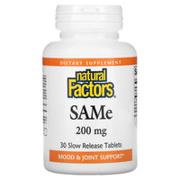 Natural Factors, SAMe (Disulfate Tosylate), 200 mg, 30 Tablets UPC 068958027074 | Hilife Vitamins