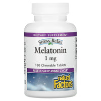 Natural Factors, Stress-Relax, Melatonin, 1 mg, 180 Tablets UPC 068958027142 | Hilife Vitamins