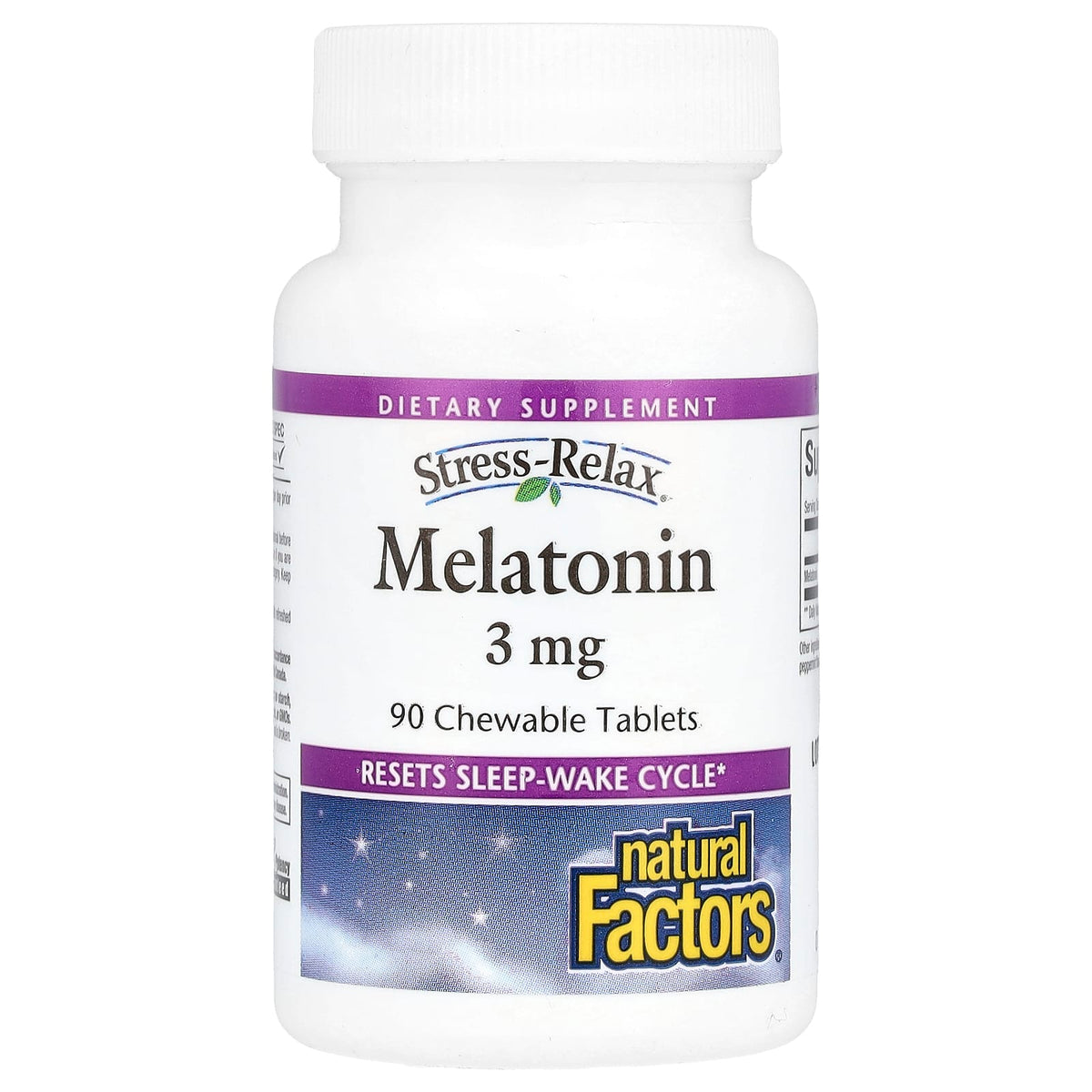 Natural Factors, Stress-Relax, Melatonin, 3 mg, 90 Chewables UPC 068958027159 | Hilife Vitamins