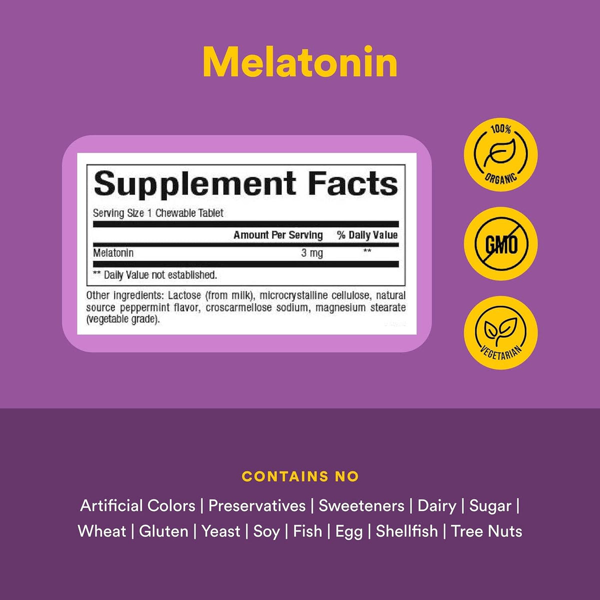 Natural Factors, Stress-Relax, Melatonin, 3 mg, 90 Chewables UPC 068958027159 | Hilife Vitamins
