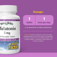 Natural Factors, Stress-Relax, Melatonin, 3 mg, 90 Chewables UPC 068958027159 | Hilife Vitamins