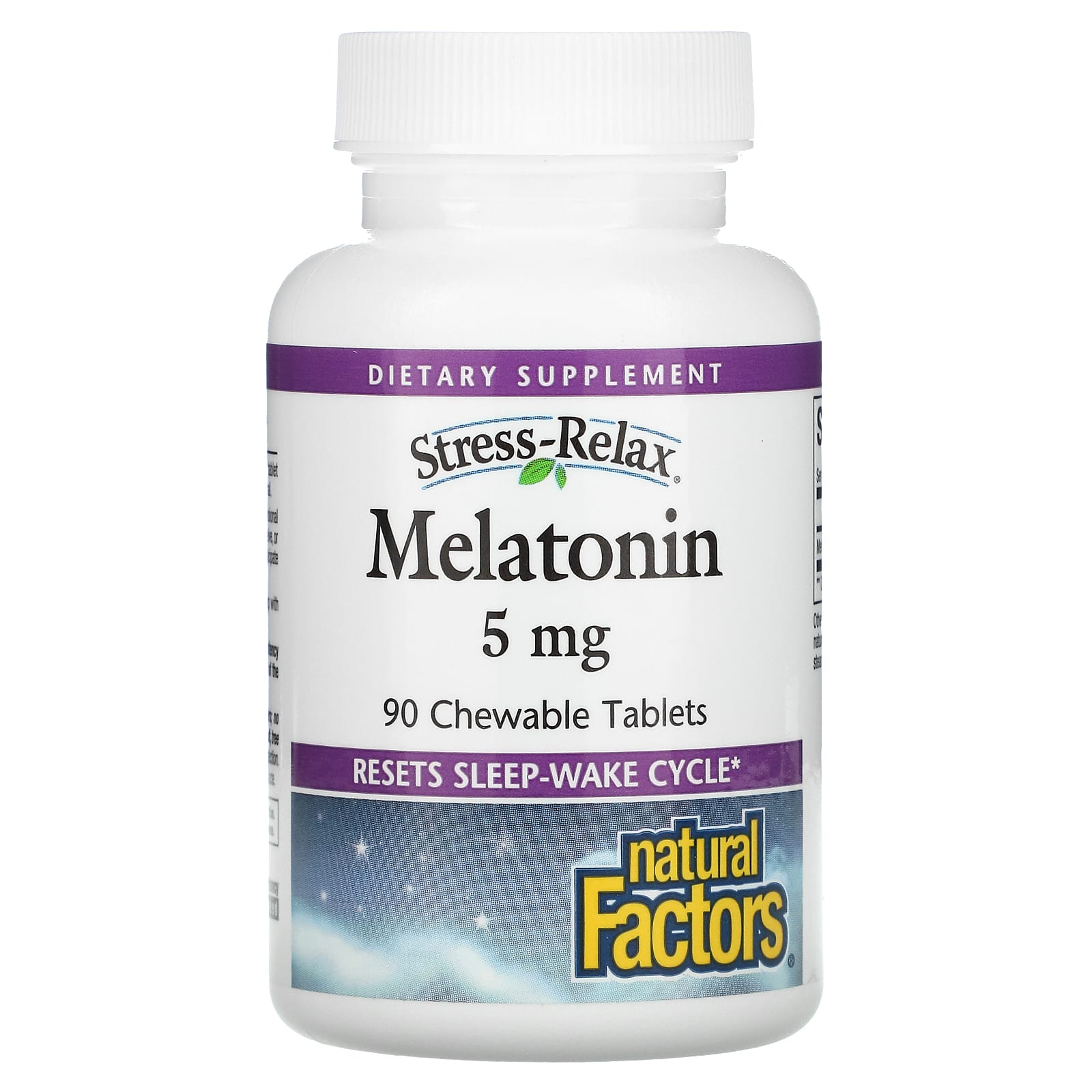 Natural Factors, Stress-Relax, Melatonin, 5 mg, 90 Chewables UPC 068958027173 | Hilife Vitamins
