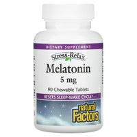 Natural Factors, Stress-Relax, Melatonin, 5 mg, 90 Chewables UPC 068958027173 | Hilife Vitamins
