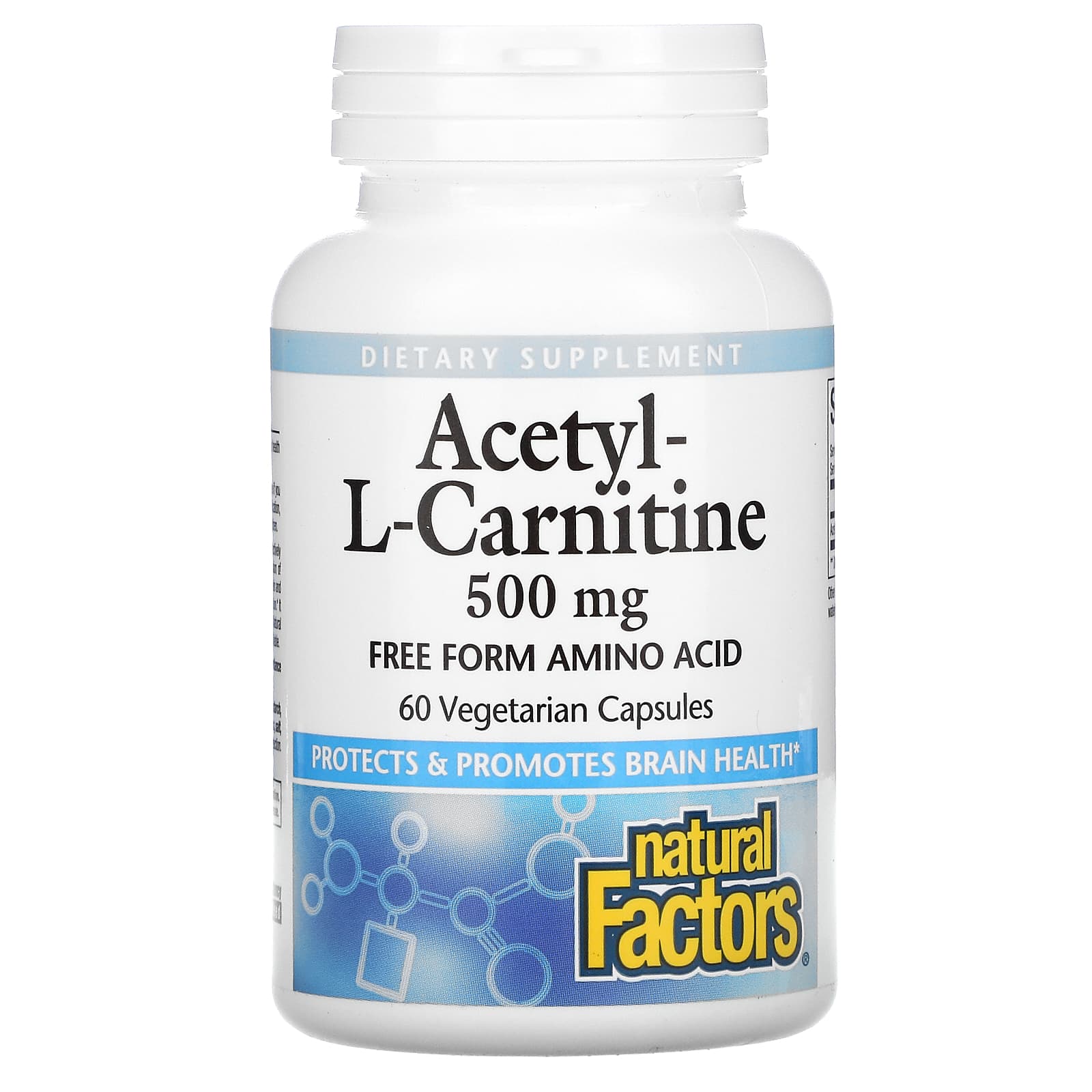 Natural Factors, Acetyl-L-Carnitine, 500 mg, 60 Capsules UPC 068958028002 | Hilife Vitamins