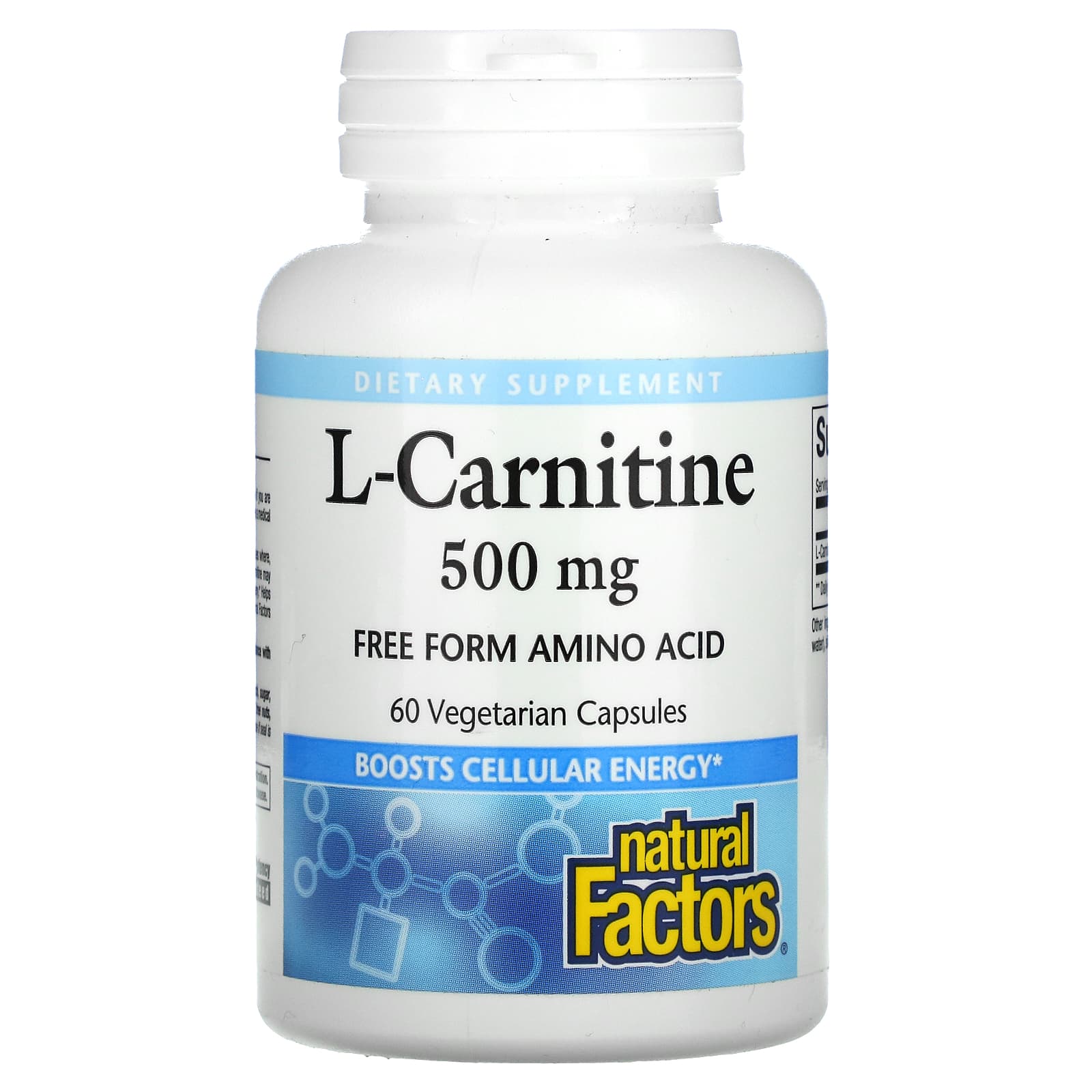 Natural Factors, L-Carnitine, 500 mg, 60 Capsules UPC 068958028019 | Hilife Vitamins