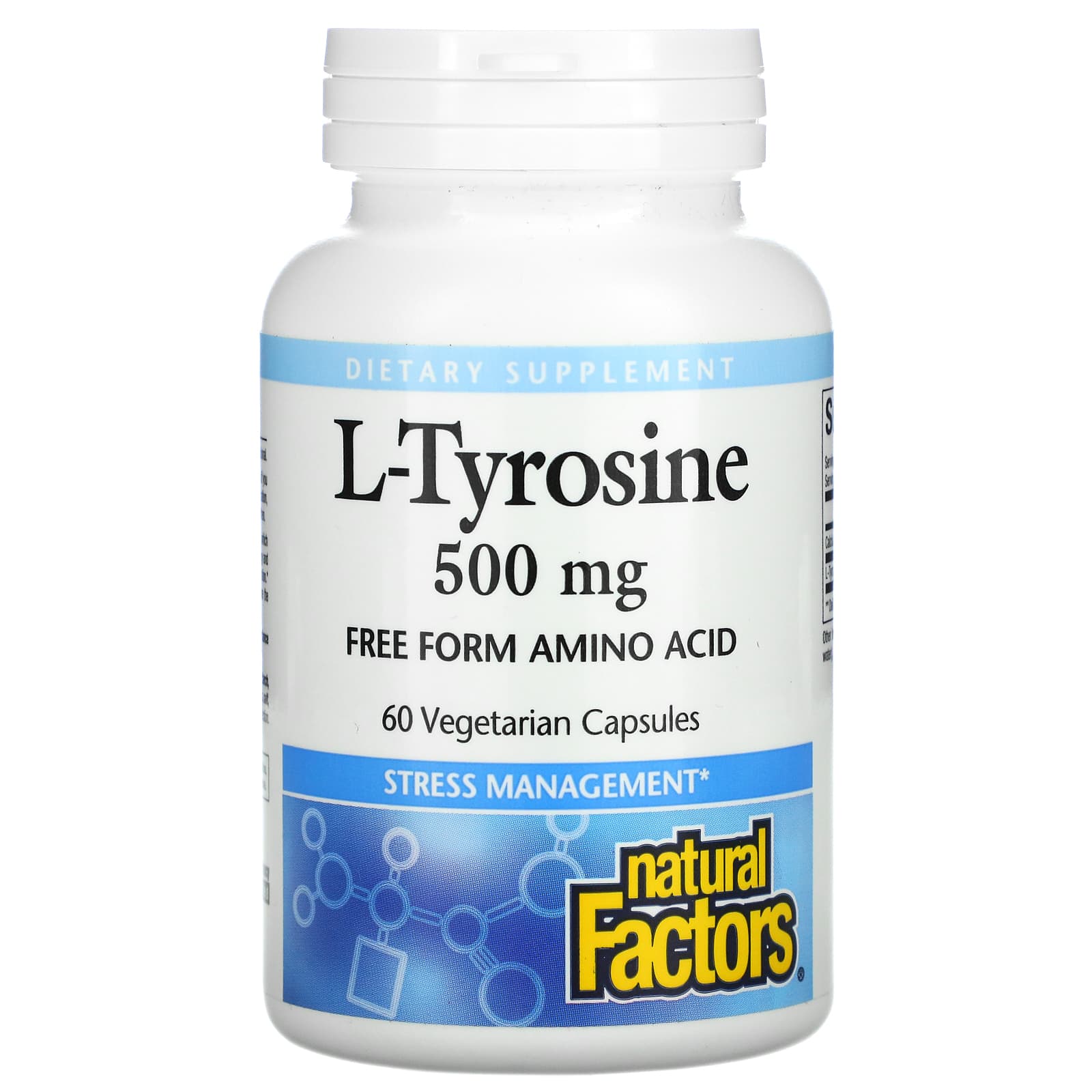 Natural Factors, L-Tyrosine, 500 mg, 60 Capsules UPC 068958028033 | Hilife Vitamins