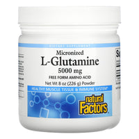 Natural Factors, Micronized L-Glutamine Powder, 5,000 mg, 8 Oz powder UPC 068958028040 | Hilife Vitamins