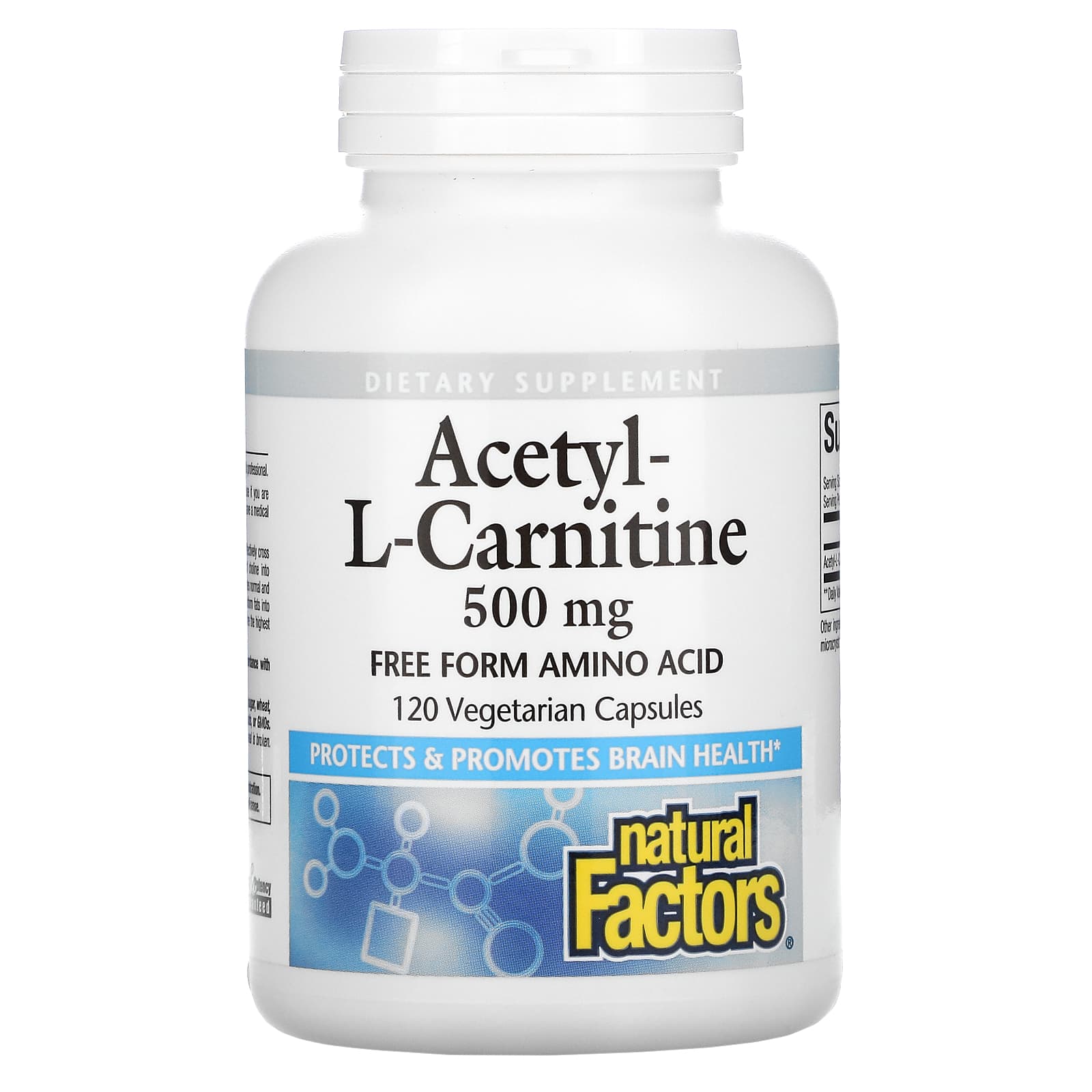 Natural Factors, Acetyl-L-Carnitine, 500 mg, 120 Capsules UPC 068958028064 | Hilife Vitamins