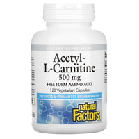Natural Factors, Acetyl-L-Carnitine, 500 mg, 120 Capsules UPC 068958028064 | Hilife Vitamins