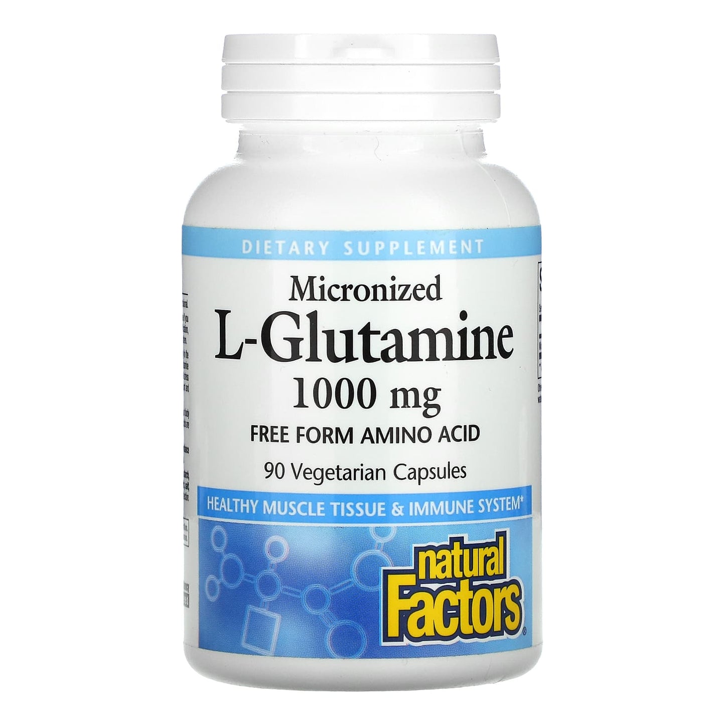 Natural Factors, Micronized L-Glutamine, 1,000 mg, 90 Capsules UPC 068958028101 | Hilife Vitamins