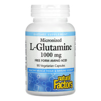 Natural Factors, Micronized L-Glutamine, 1,000 mg, 90 Capsules UPC 068958028101 | Hilife Vitamins