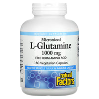 Natural Factors, Micronized L-Glutamine, 1,000 mg, 180 Capsules UPC 068958028118 | Hilife Vitamins