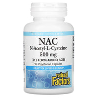 Natural Factors, NAC, N-Acetyl-L Cysteine, 500 mg, 90 Vegetarian Capsules UPC 068958028156 | Hilife Vitamins