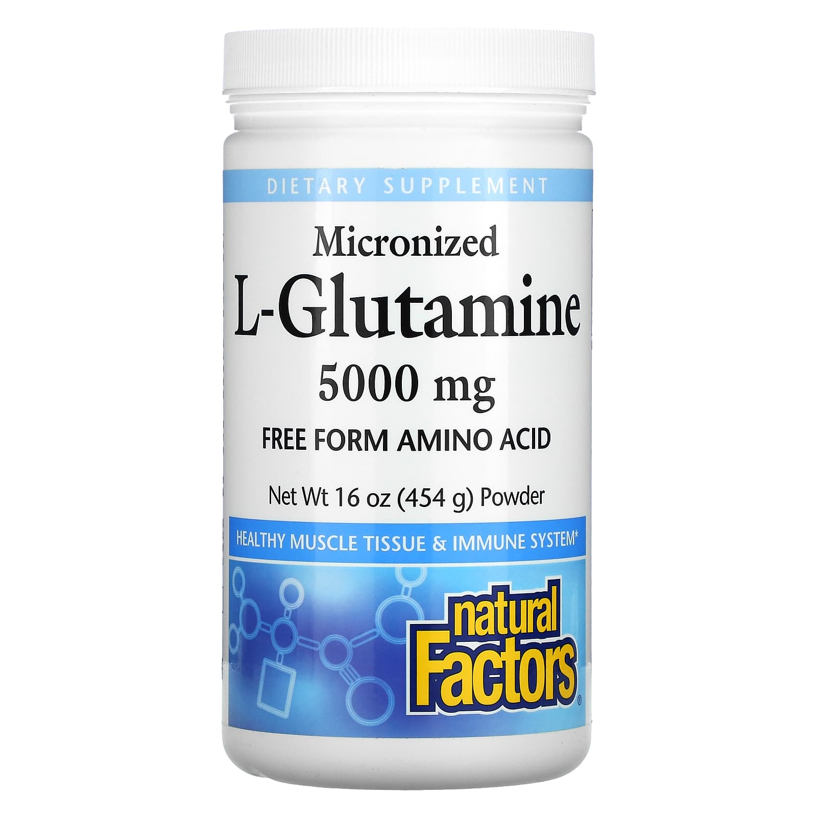 Natural Factors, Micronized L-Glutamine Powder, 5,000 mg, 16 Oz powder UPC 068958028170 | Hilife Vitamins