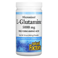 Natural Factors, Micronized L-Glutamine Powder, 5,000 mg, 16 Oz powder UPC 068958028170 | Hilife Vitamins