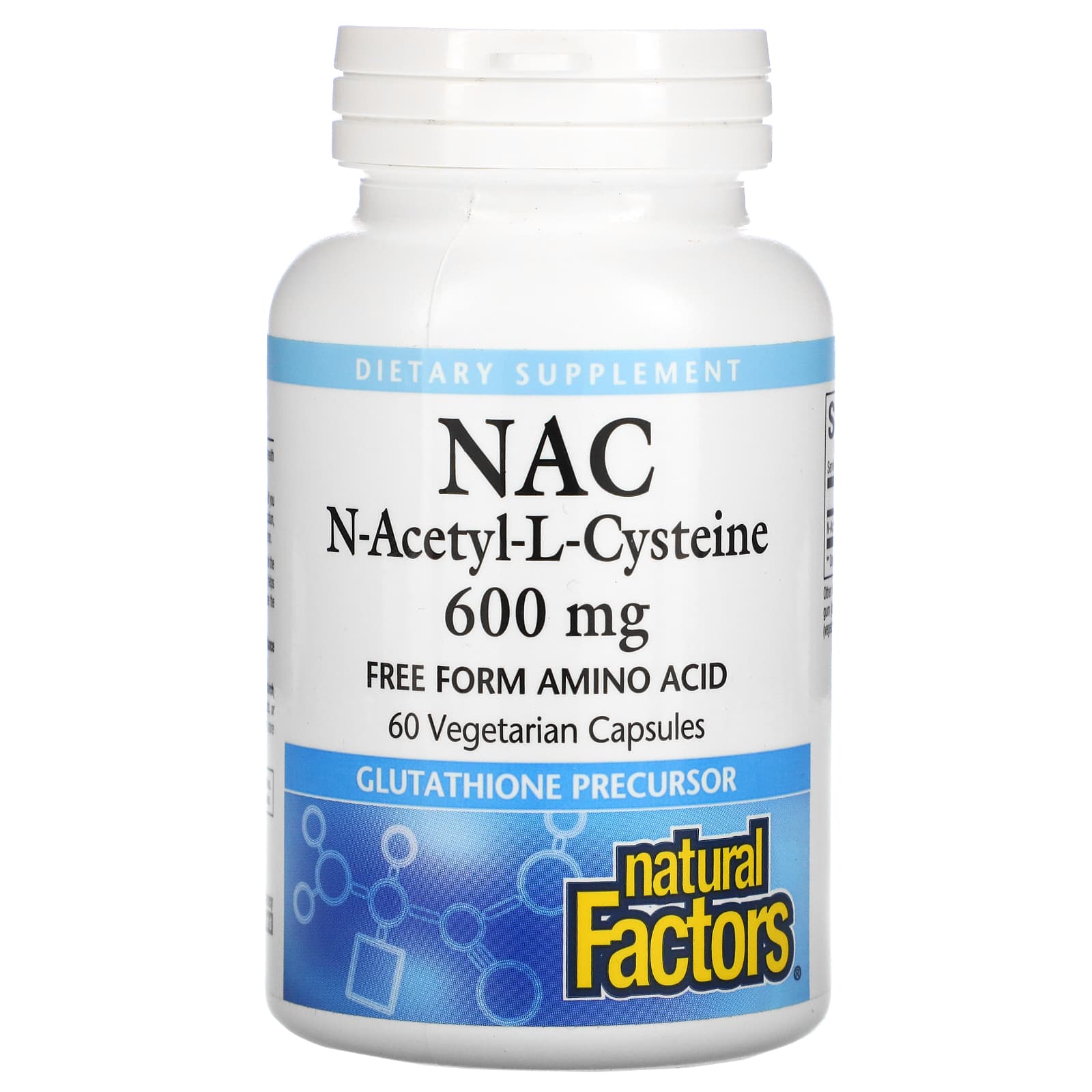 Natural Factors, NAC, N-Acetyl-L-Cysteine, 600 mg, 60 Vegetarian Capsules UPC 068958028187 | Hilife Vitamins