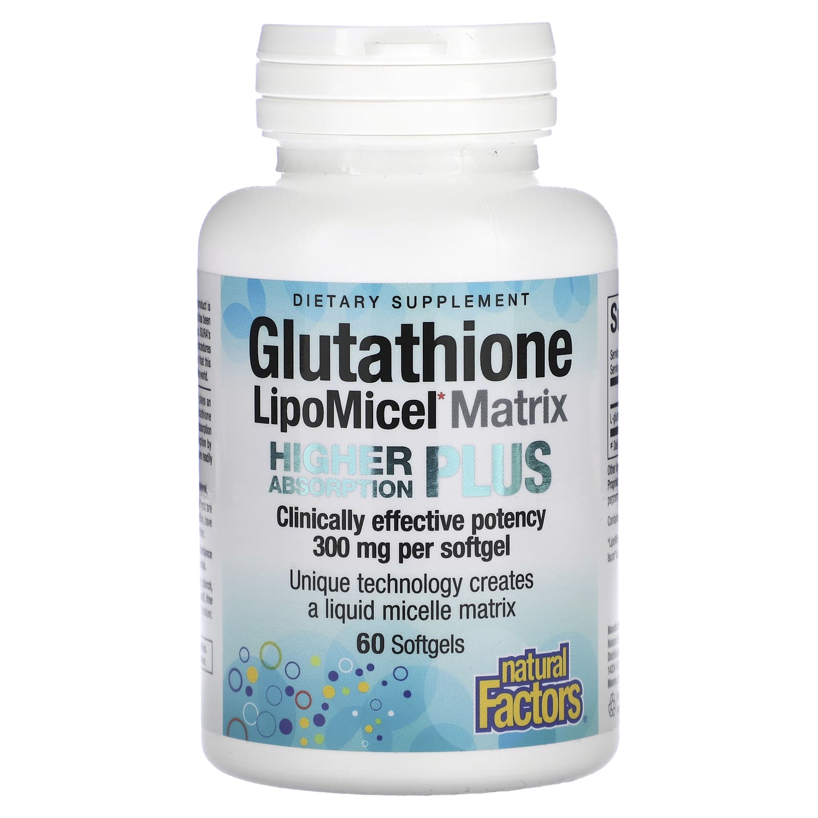 Natural Factors, Glutathione LipoMicel Matrix, 300 mg, 60 Softgels UPC 068958028194 | Hilife Vitamins