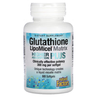 Natural Factors, Glutathione LipoMicel Matrix, 300 mg, 60 Softgels UPC 068958028194 | Hilife Vitamins