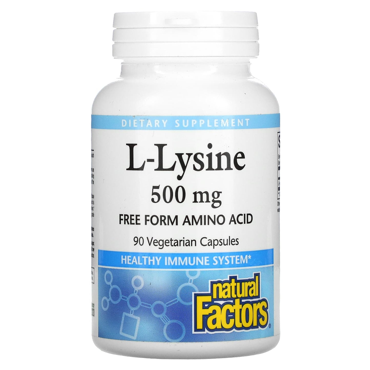 Natural Factors, L-Lysine, 500 mg, 90 Vegetarian Capsules UPC 068958028231 | Hilife Vitamins
