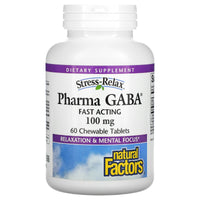 Natural Factors, Stress-Relax, Pharma GABA, 100 mg, 60 Chewable Tablets UPC 068958028354 | Hilife Vitamins