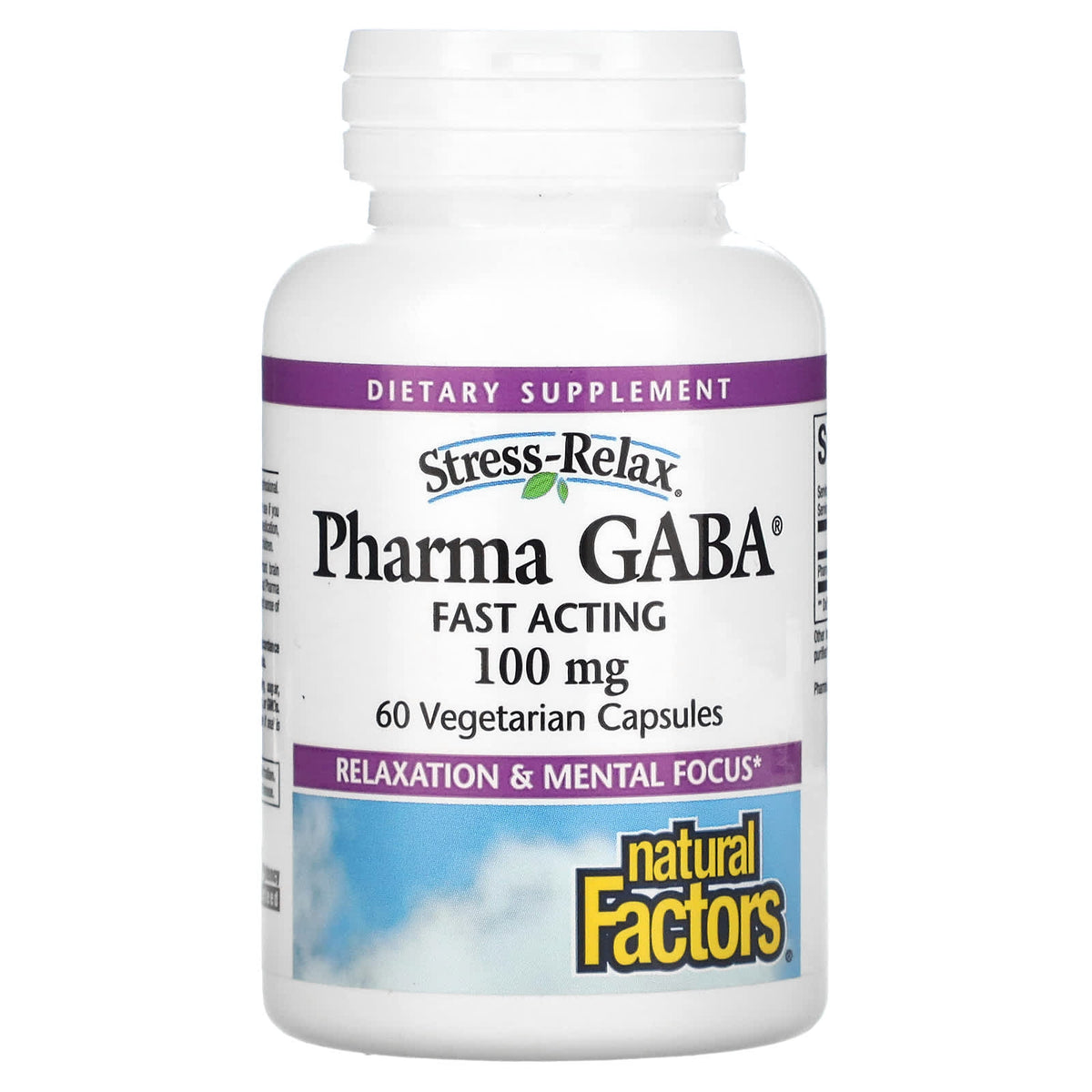 Natural Factors, Stress Relax, Pharma GABA, 100 mg, 60 Capsules UPC 068958028361 | Hilife Vitamins