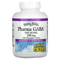 Natural Factors, Stress-Relax, Pharma GABA, 100 mg, 120 Tablets UPC 068958028385 | Hilife Vitamins