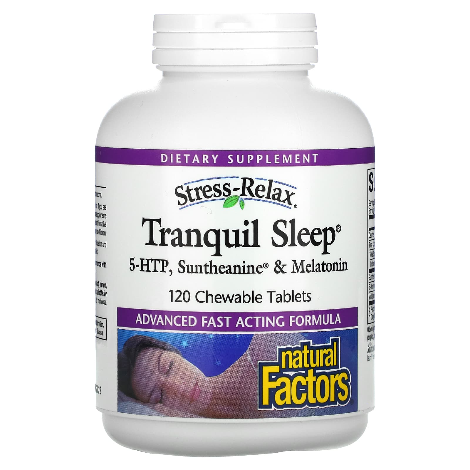 Natural Factors, Stress-Relax, Tranquil Sleep, 5-HTP, Su, 120 Chewable Tablets UPC 068958028439 | Hilife Vitamins