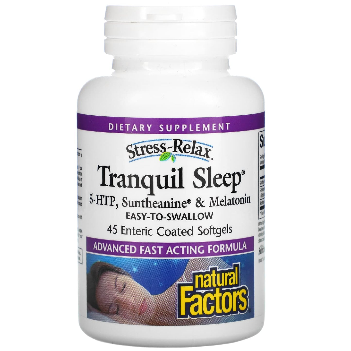 Natural Factors, Stress-Relax, Tranquil Sleep, 5-HTP, Su, 45 Softgels UPC 068958028446 | Hilife Vitamins