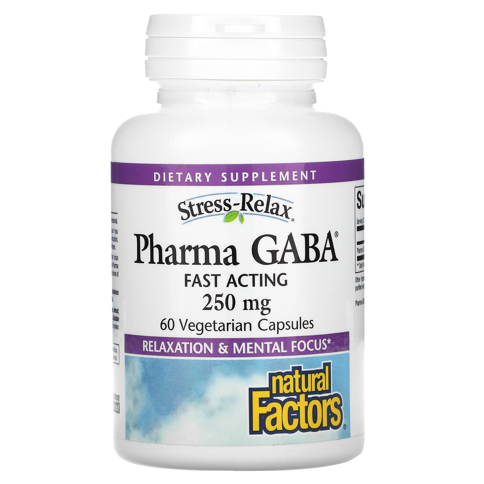Natural Factors, Stress-Relax, Pharma GABA, 250 mg, 60 Vegetarian Capsules UPC 068958028484 | Hilife Vitamins