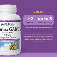 Natural Factors, Stress-Relax, Pharma GABA, 250 mg, 60 Vegetarian Capsules UPC 068958028484 | Hilife Vitamins