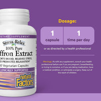 Natural Factors, Stress-Relax, 100% Pure Saffron Extract, 30 Vegetarian Capsules UPC 068958028545 | Hilife Vitamins