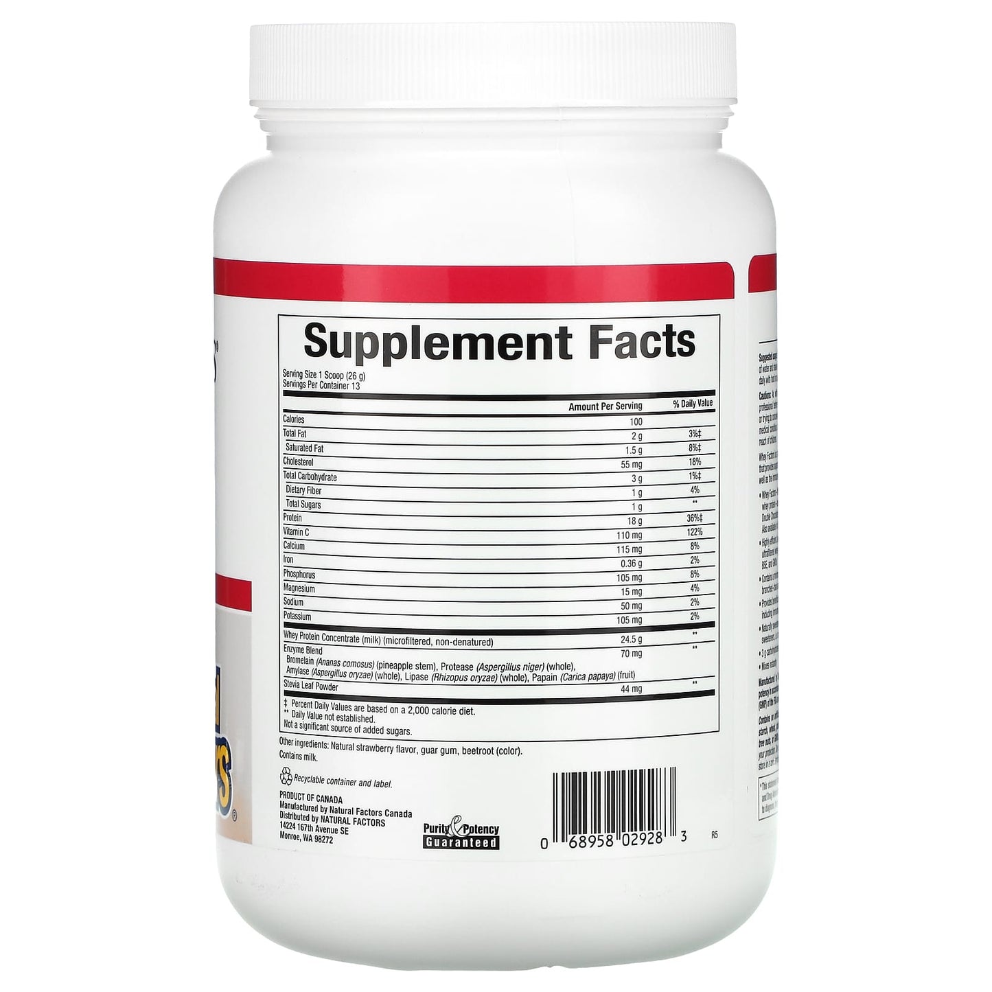 Natural Factors, Whey Factors, Grass Fed Whey Protein, N, 12 Oz Powder UPC 068958029283 | Hilife Vitamins